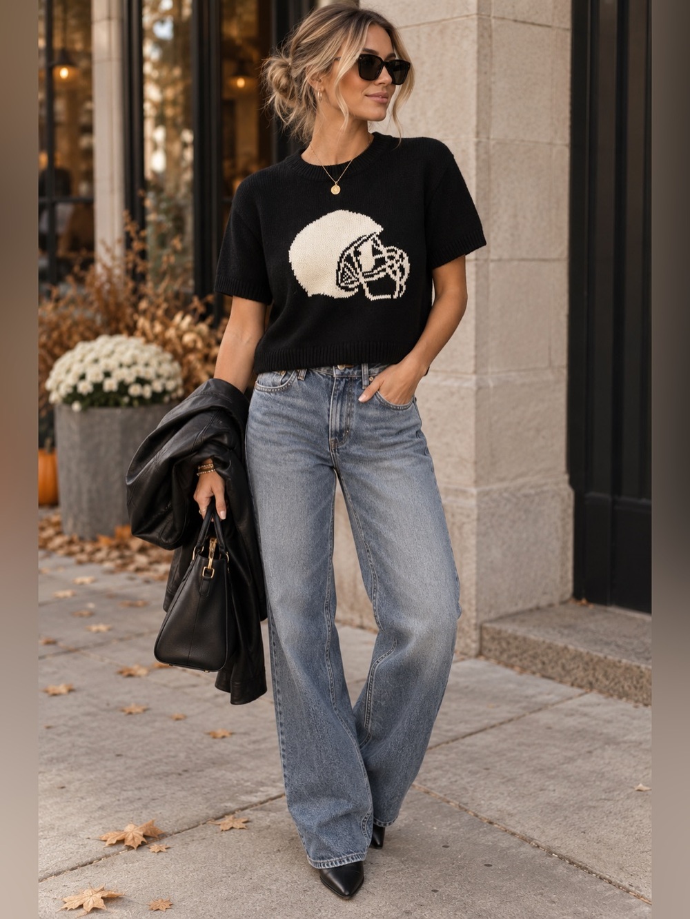 NWT LE LIS Anthropologie Crewneck Sweater Fall Chic Size Small